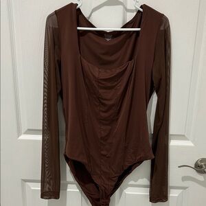 Elegant Brown Long Sleeve Bodysuit